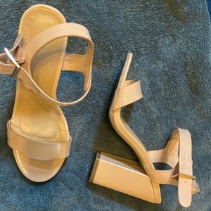 Nude block heels